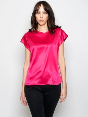 Pink Stretch Satin Blouse
