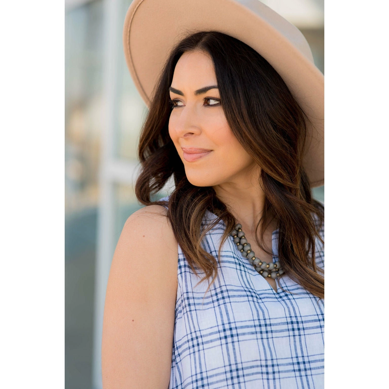 Plaid Fringe V Tank