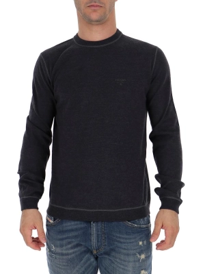 Prada Logo Stitched Round Neck Sweater
