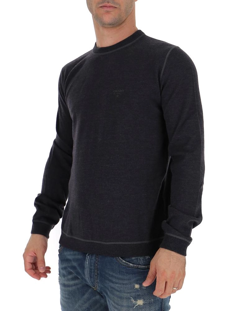 Prada Logo Stitched Round Neck Sweater