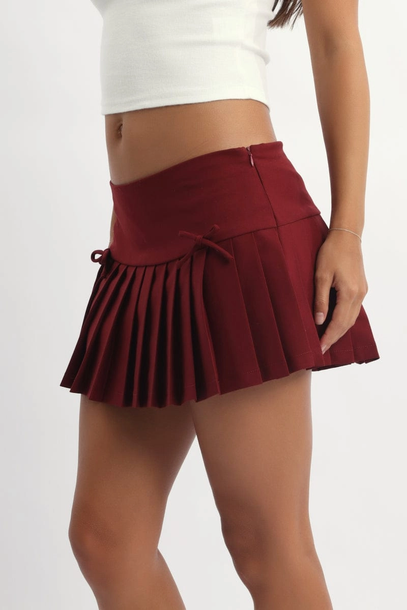 Red Pleated Skort Skirt