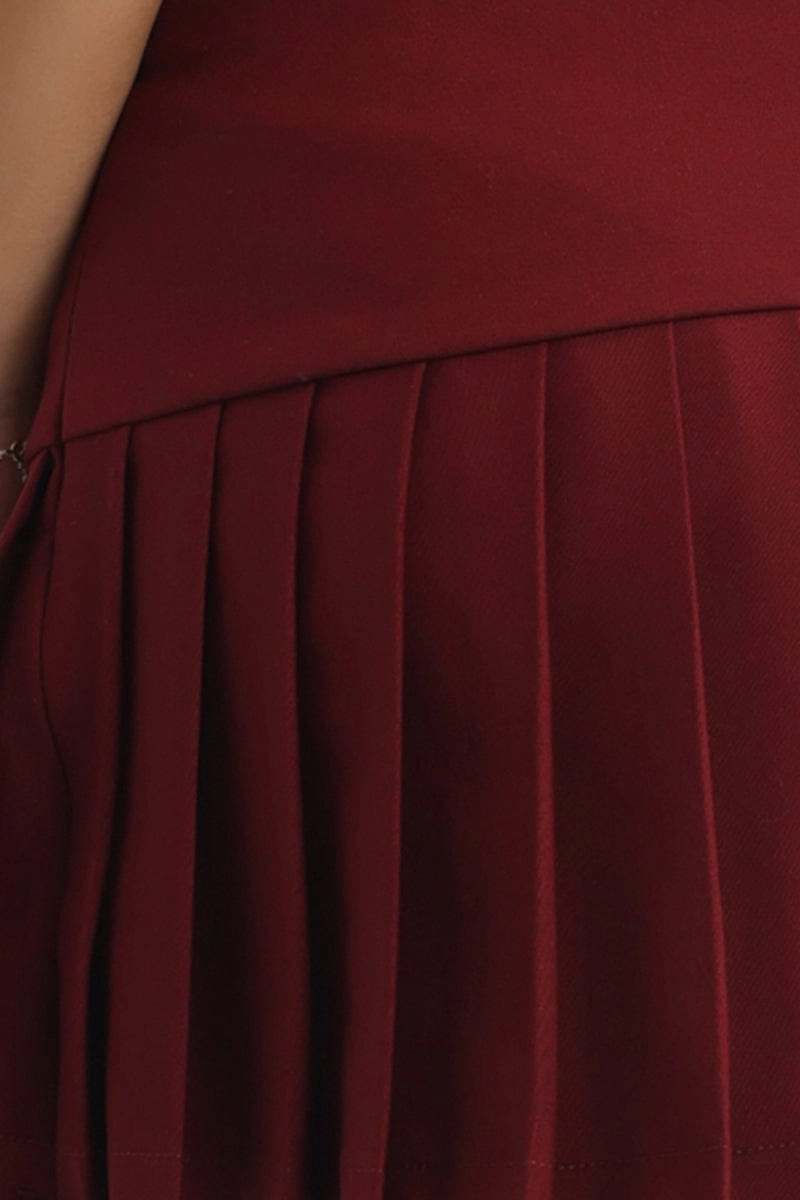 Red Pleated Skort Skirt