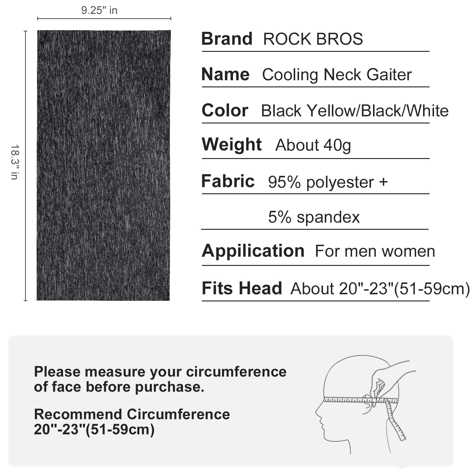 ROCKBROS Cooling Neck Gaiter Face Mask Fishing Scarf Face Cover for Men Women