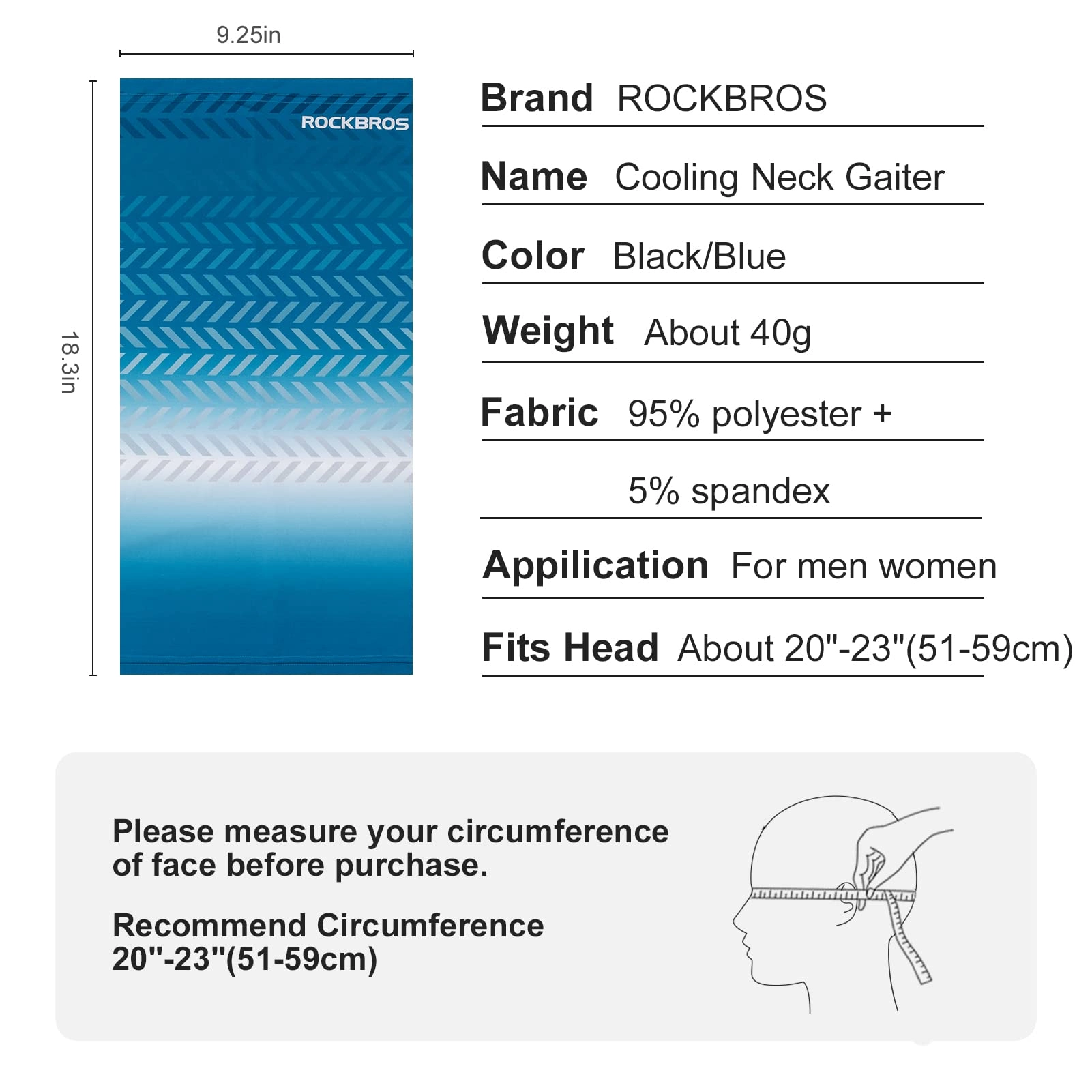 ROCKBROS Cooling Neck Gaiter Face Mask Fishing Scarf Face Cover for Men Women