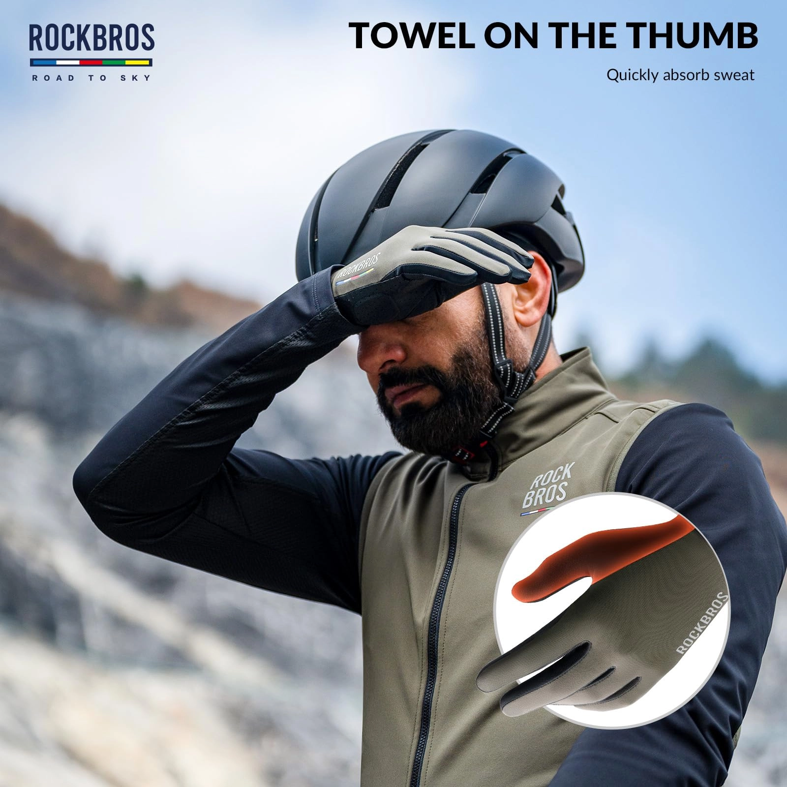 ROCKBROS Road-to-Sky Spring Summer Cycling Gloves Full Finger Touch Screen