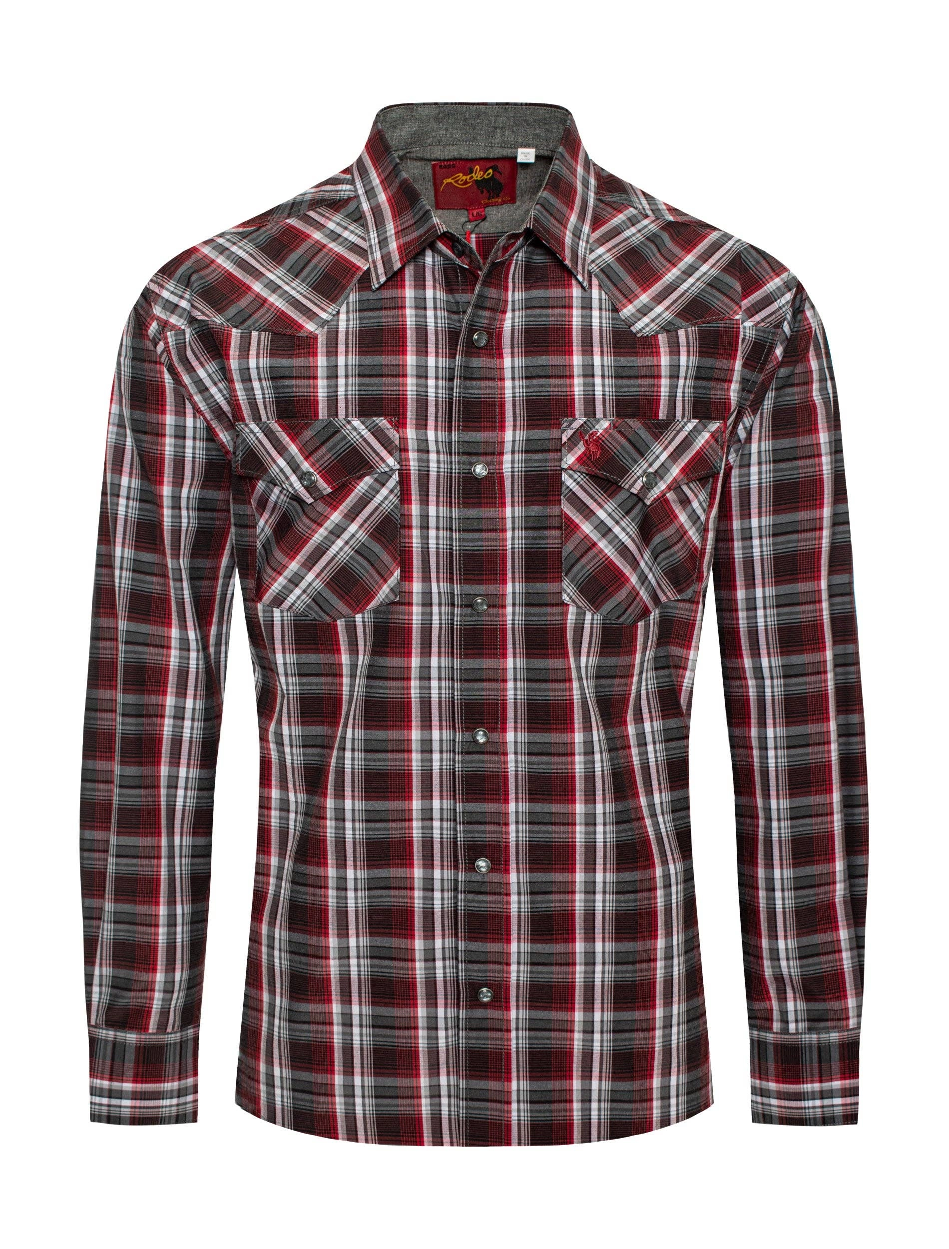 Rodeo Clothing Men's Western Long Sleeve Plaid Shirts With Snap Buttons PS400L-477