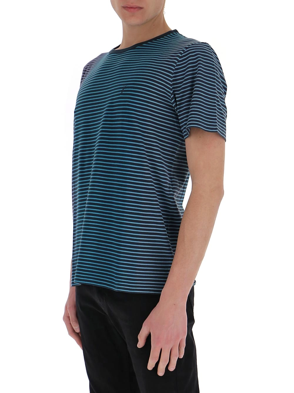Saint Laurent Tie-Dye Striped Monogram T-Shirt