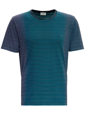 Saint Laurent Tie-Dye Striped Monogram T-Shirt