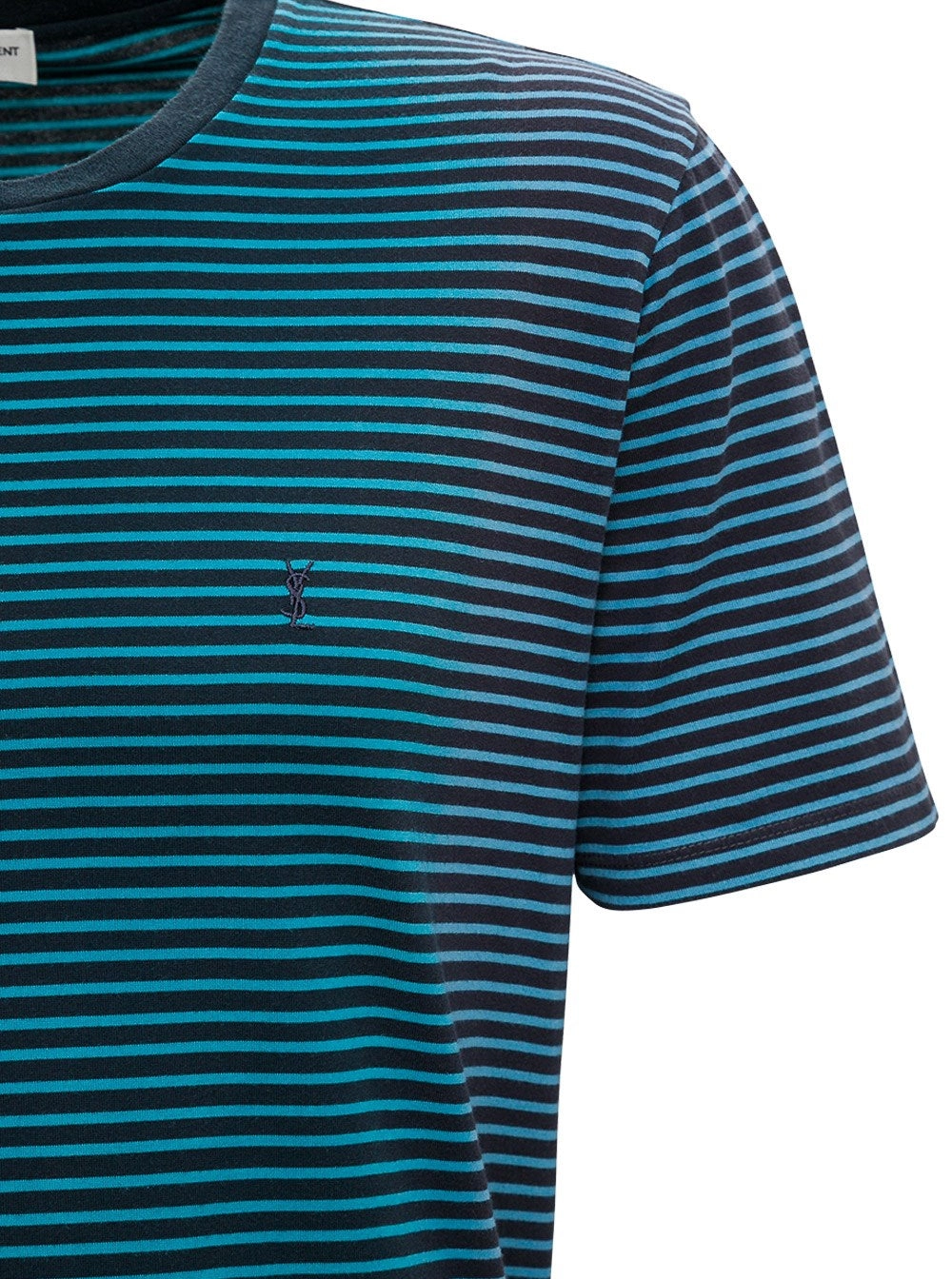 Saint Laurent Tie-Dye Striped Monogram T-Shirt