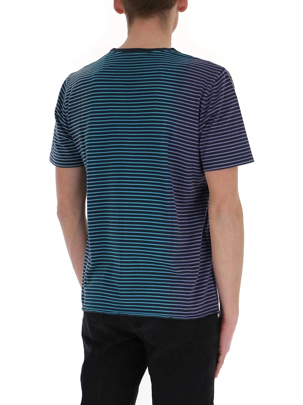 Saint Laurent Tie-Dye Striped Monogram T-Shirt