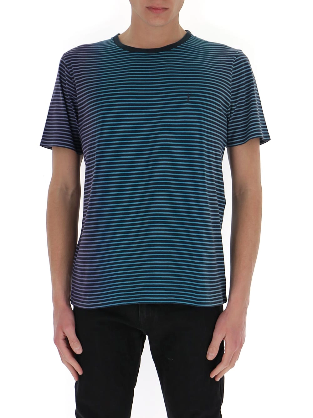 Saint Laurent Tie-Dye Striped Monogram T-Shirt