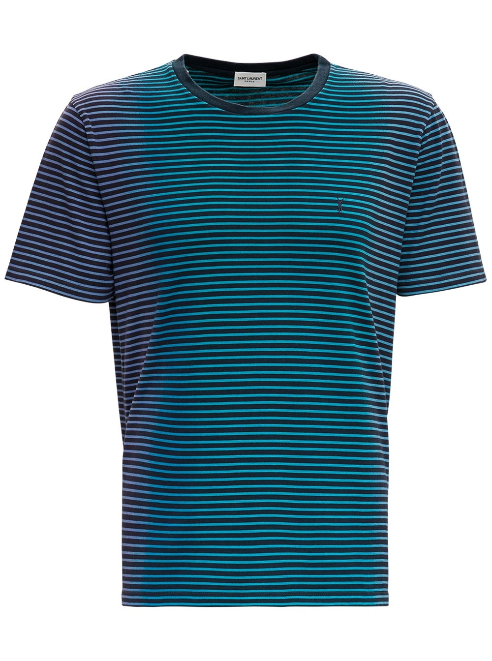 Saint Laurent Tie-Dye Striped Monogram T-Shirt