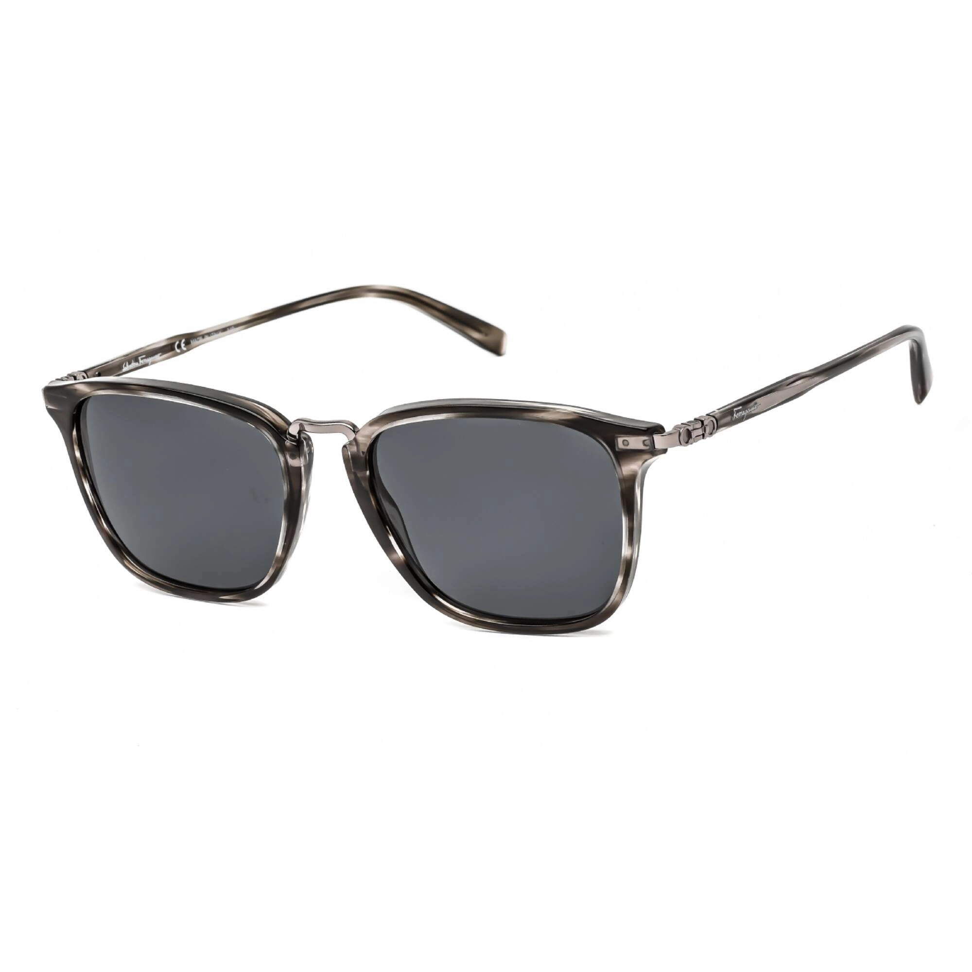 Salvatore Ferragamo Men's Sunglasses - Striped Grey Full Rim Rectangular | SF910S 003