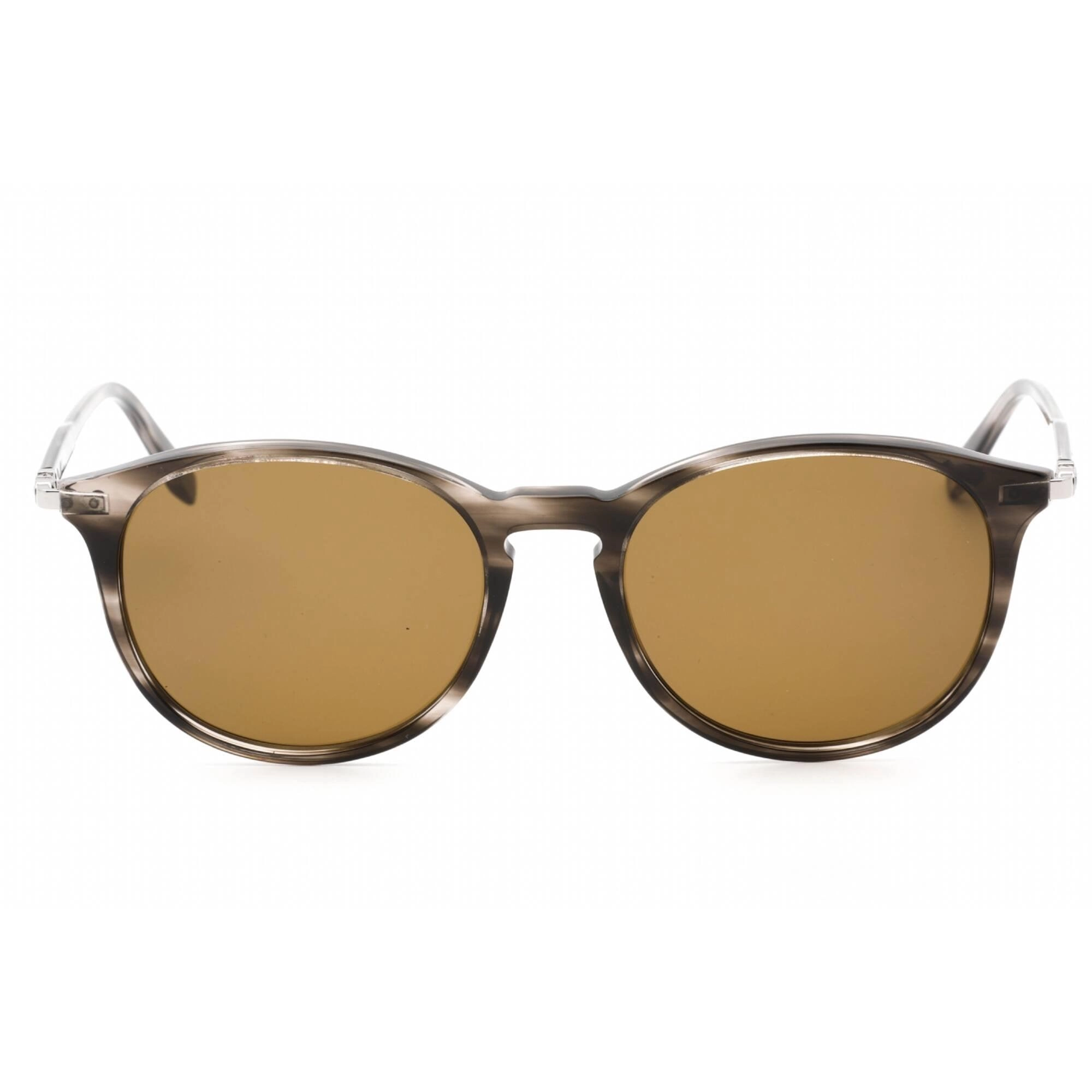 Salvatore Ferragamo Men's Sunglasses - Striped Grey/Brown Full Rim Round | SF911S 003