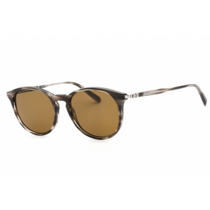 Salvatore Ferragamo Men's Sunglasses - Striped Grey/Brown Full Rim Round | SF911S 003