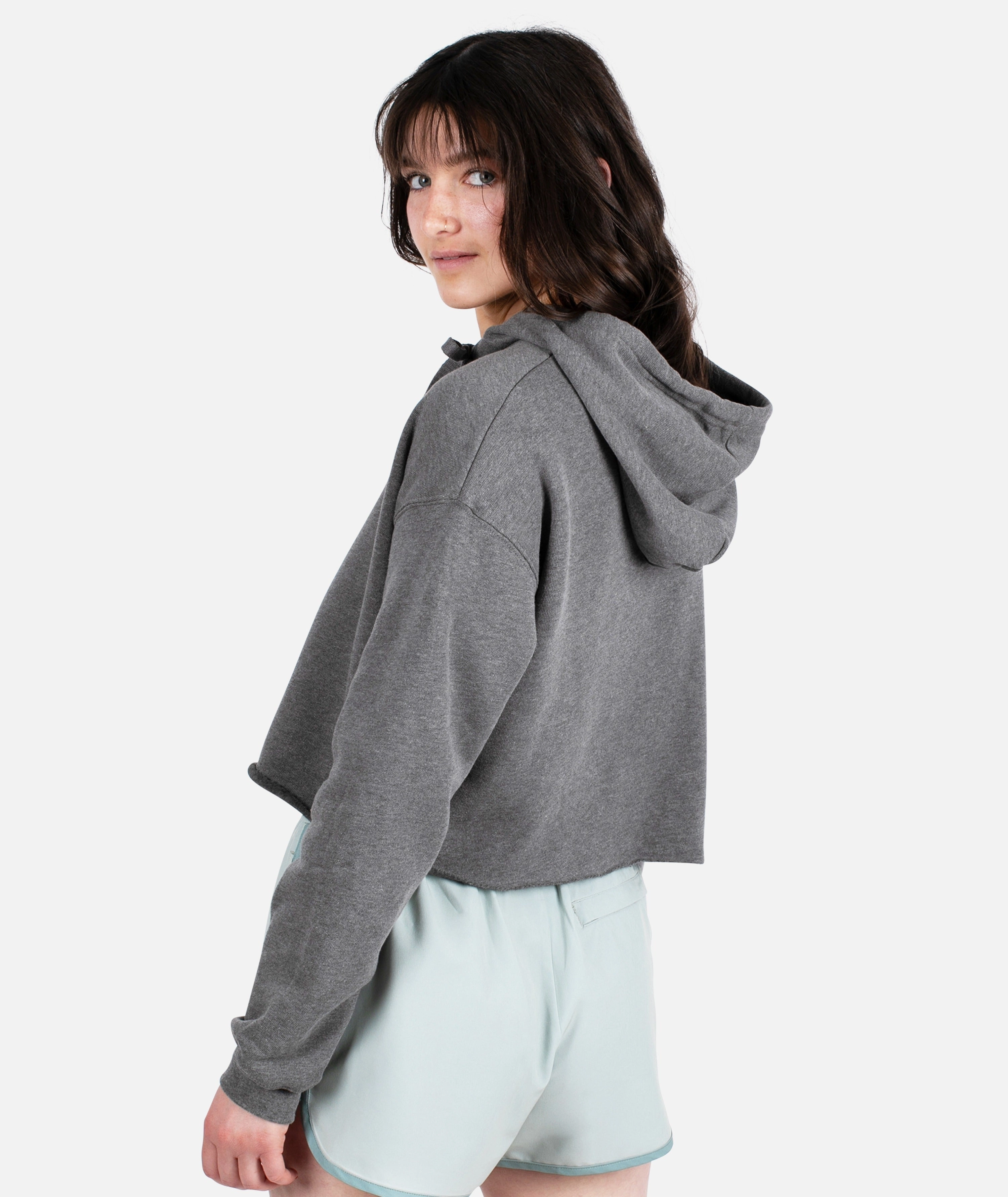 Signal Cropped Hoodie - Heather Grey