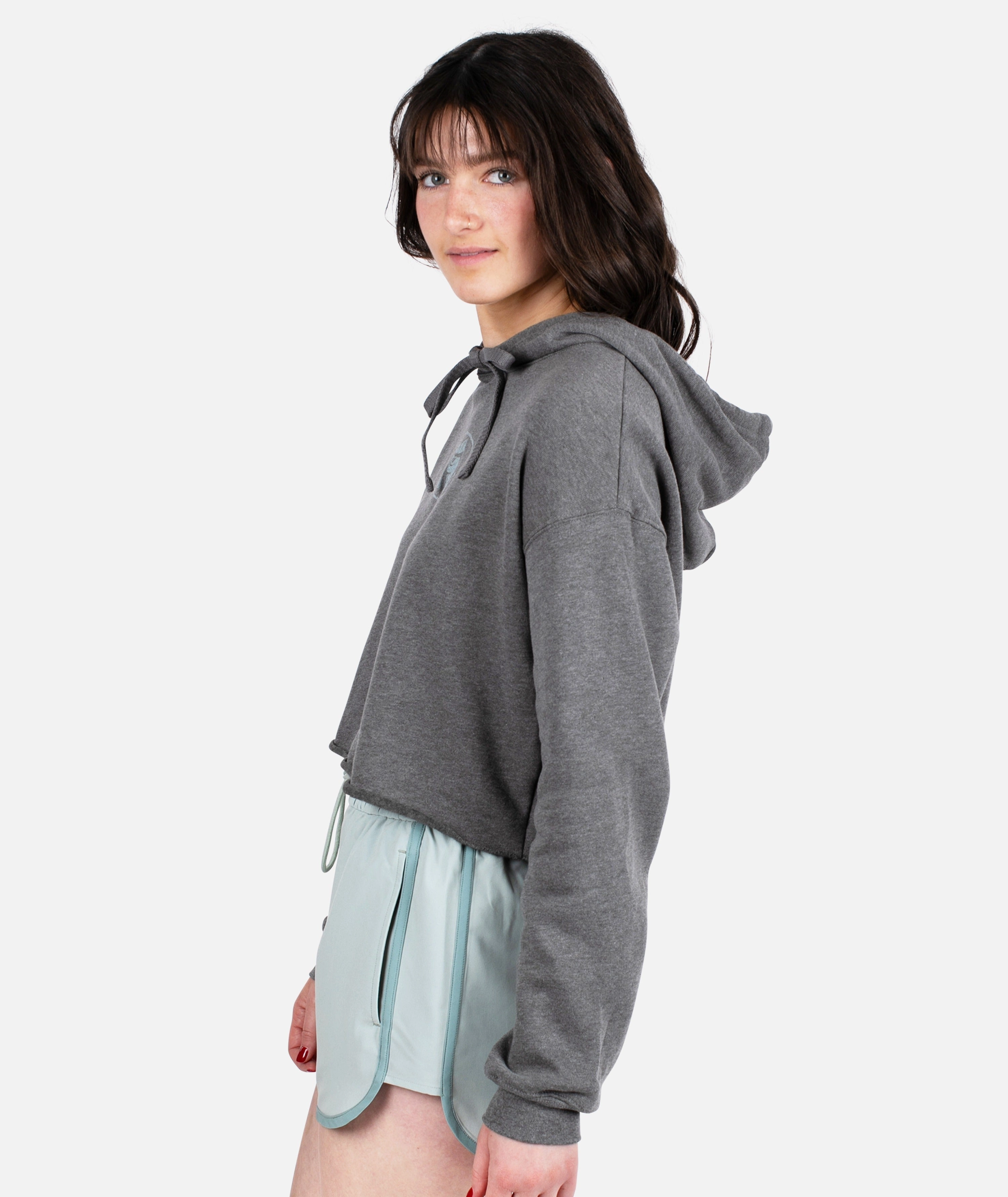 Signal Cropped Hoodie - Heather Grey