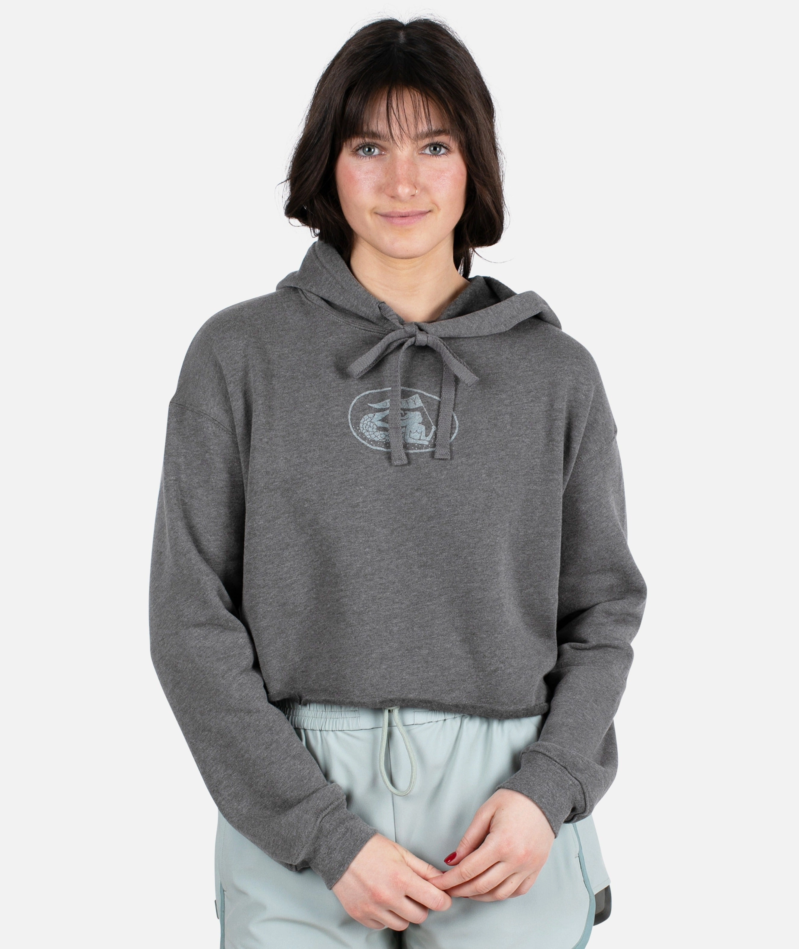 Signal Cropped Hoodie - Heather Grey