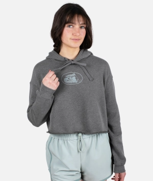 Signal Cropped Hoodie - Heather Grey