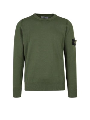Stone Island Logo Patch Crewneck Knitted Jumper