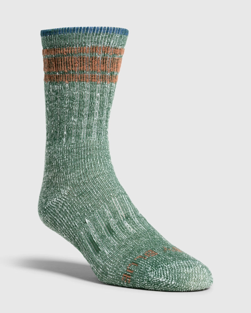 Striped SoftHemp™ Trail Sock - Forest. Cocoa