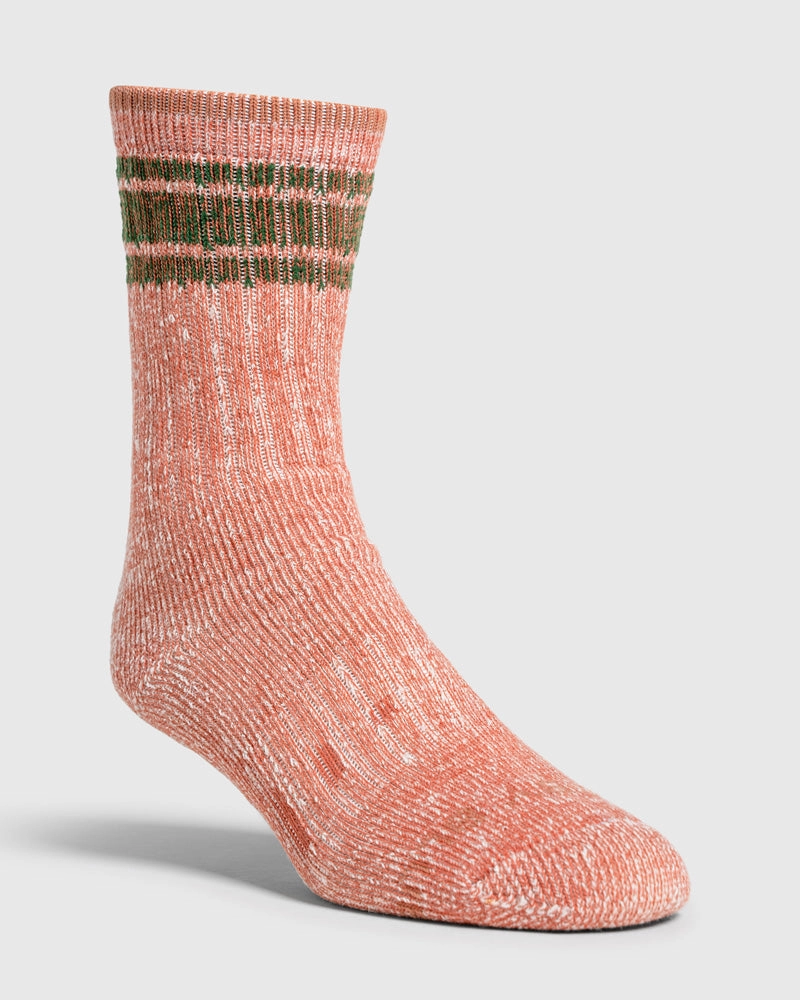 Striped SoftHemp™ Trail Sock - Forest. Cocoa