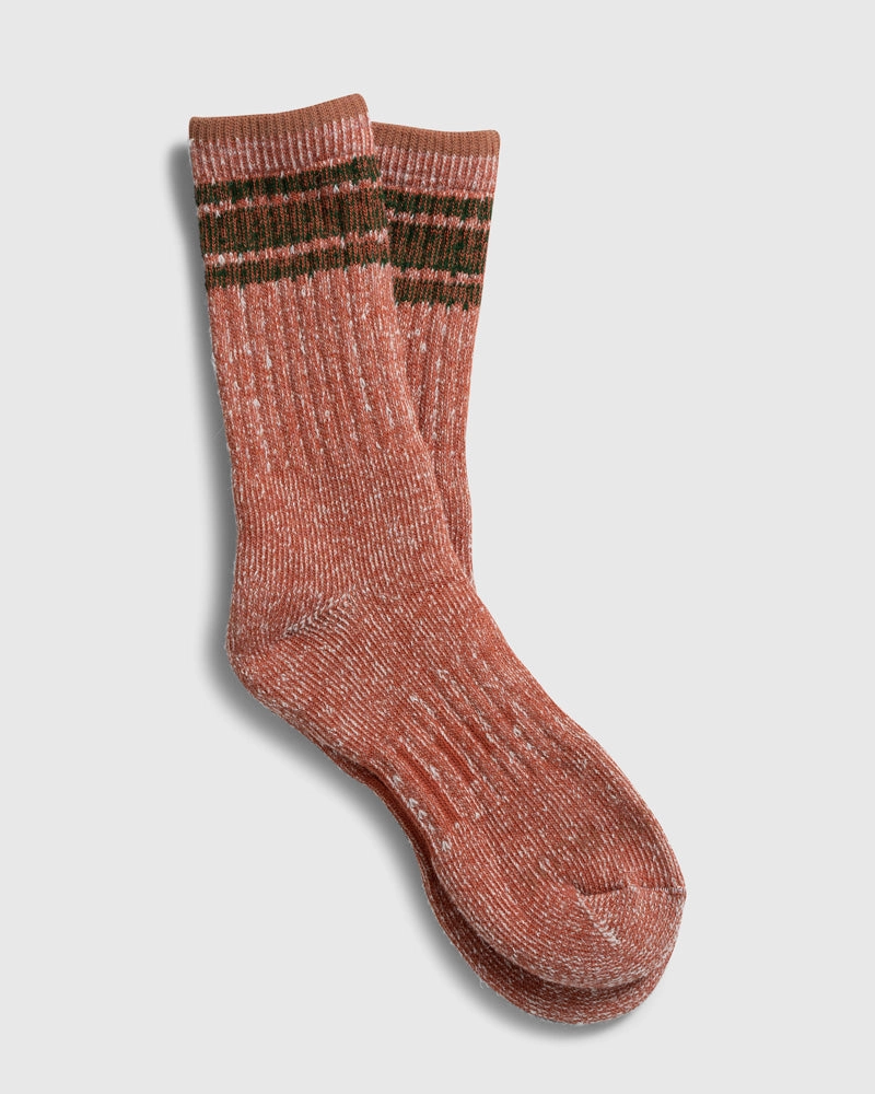 Striped SoftHemp™ Trail Sock - Forest. Cocoa