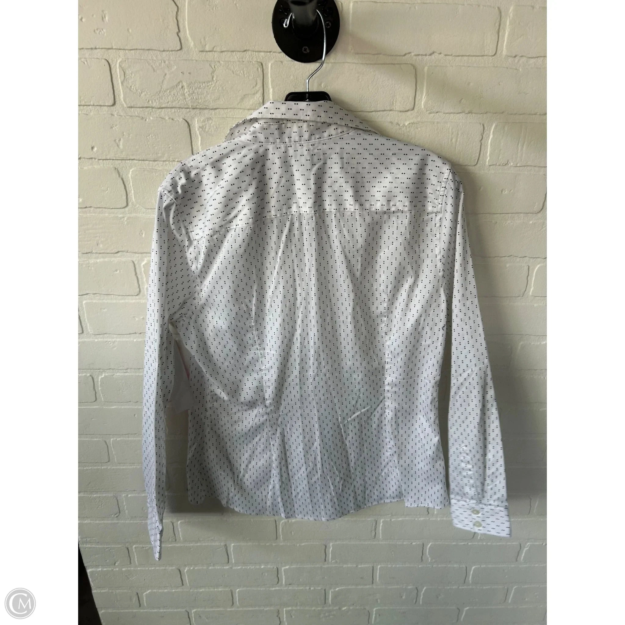 Top Long Sleeve By Banana Republic In Black & White, Size: L