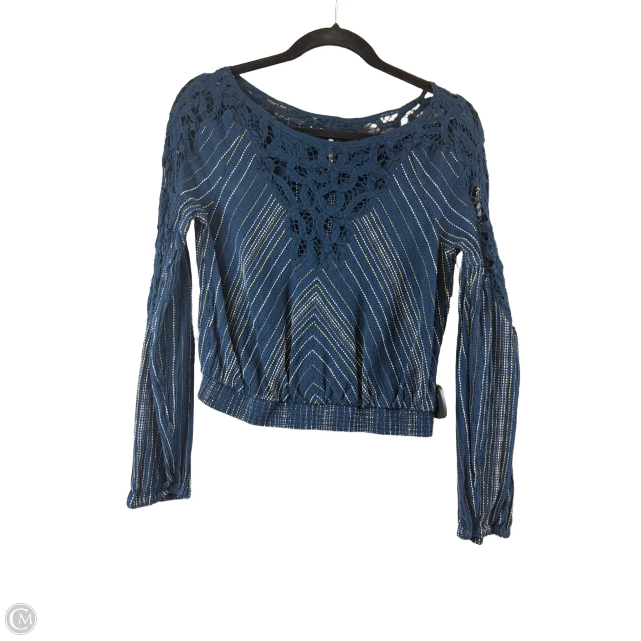 Top Long Sleeve By Free People In Blue & Yellow, Size: Xs
