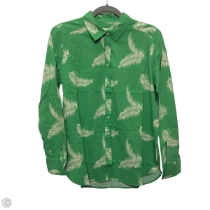 Top Long Sleeve By Loft In Cream & Green, Size: S