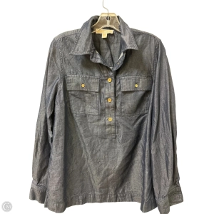 Top Long Sleeve By Michael By Michael Kors In Blue Denim, Size: L