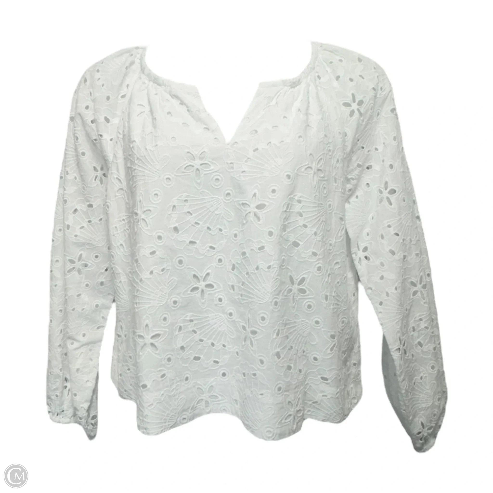 Top Long Sleeve Designer By Lilly Pulitzer In White, Size: M