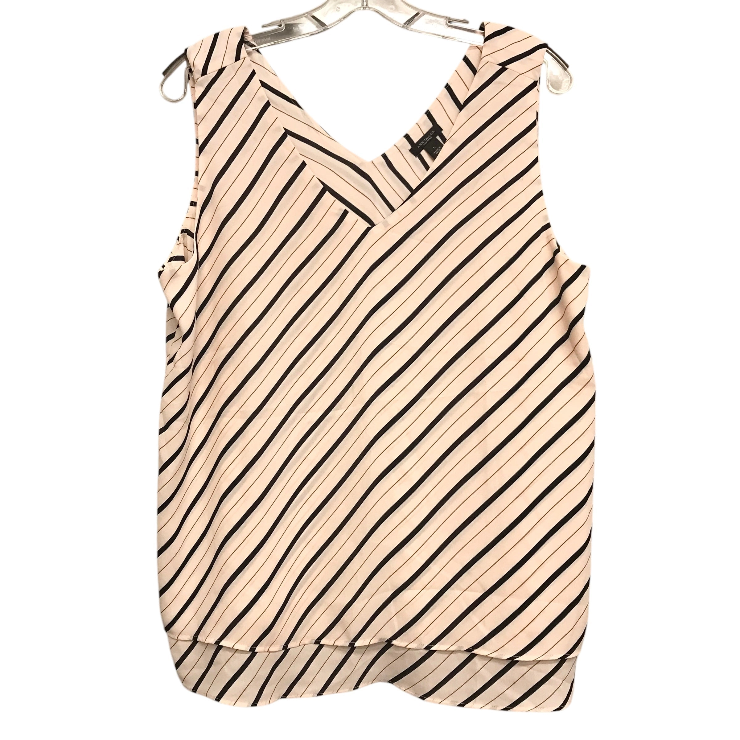 Top Sleeveless By Ann Taylor In Striped Pattern, Size:L