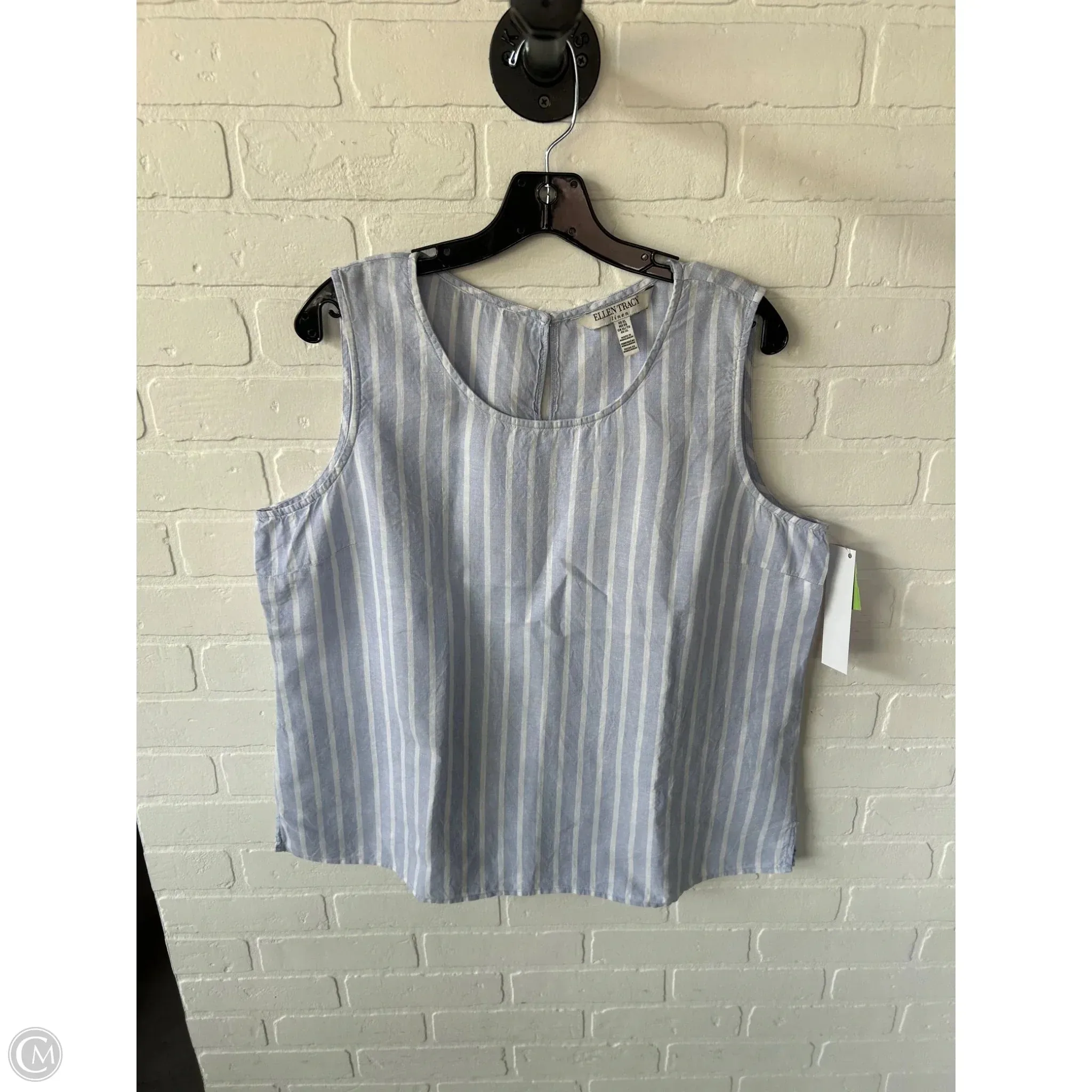 Top Sleeveless By Ellen Tracy In Blue & White, Size: Xl
