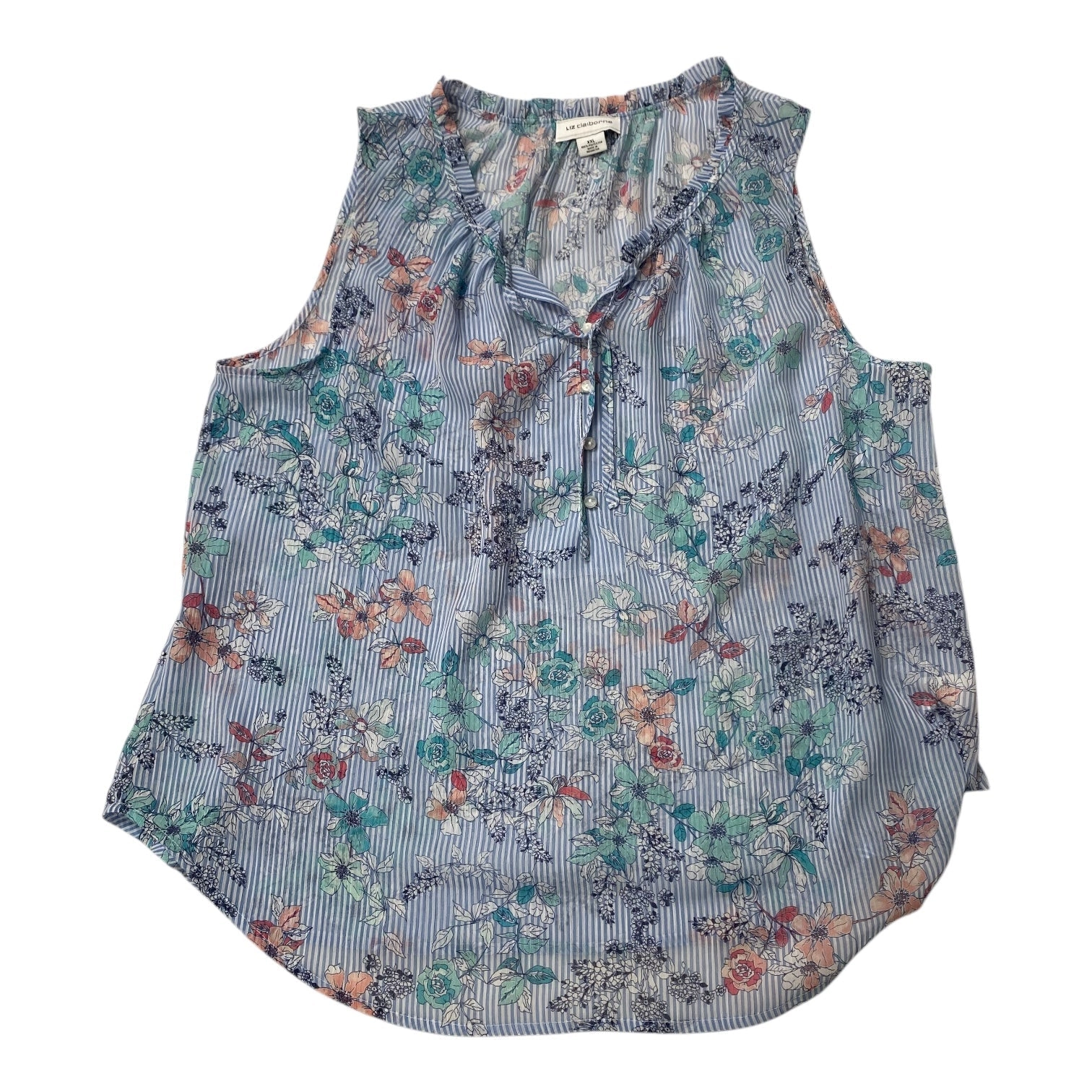 Top Sleeveless By Liz Claiborne In Blue, Size:1X