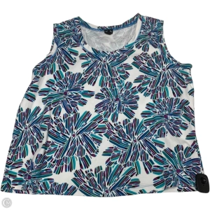 Top Sleeveless By Rafaella In Blue & White, Size: 1x