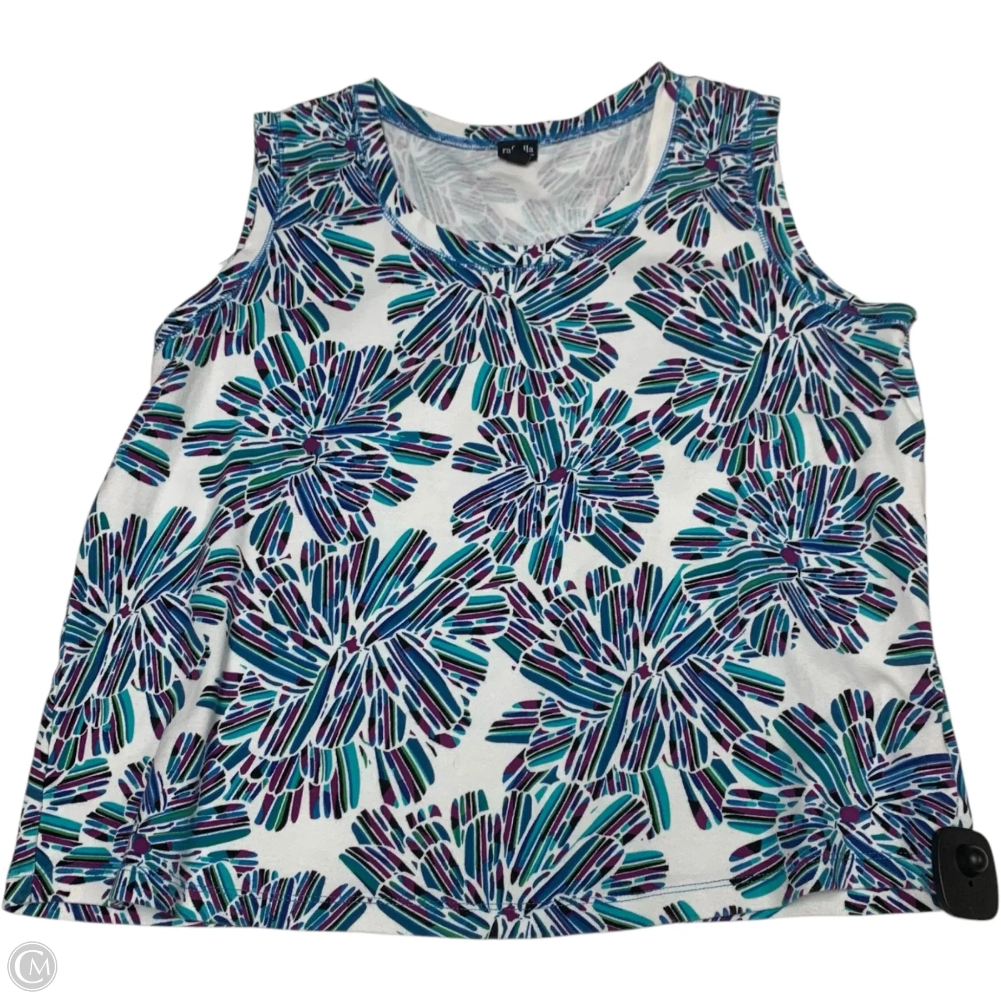 Top Sleeveless By Rafaella In Blue & White, Size: 1x