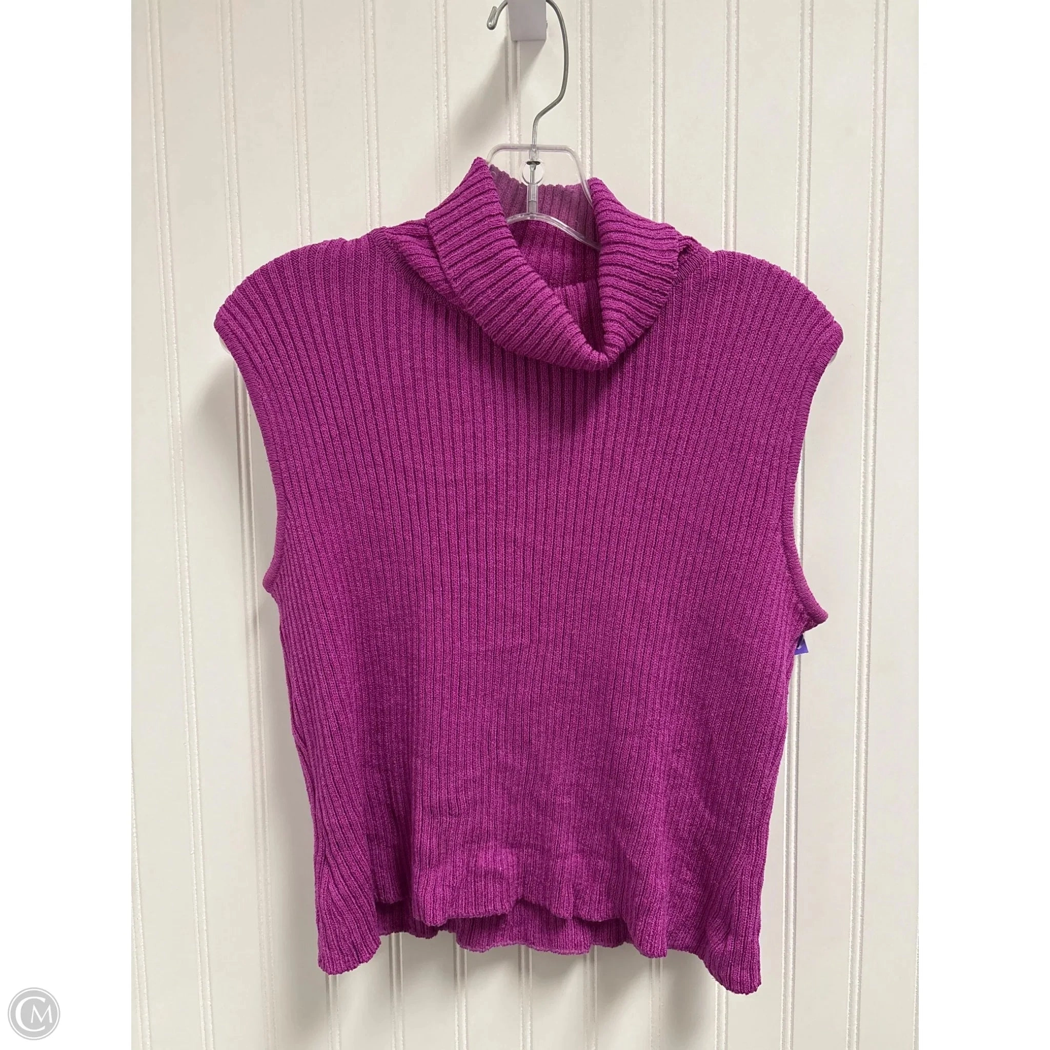 Top Sleeveless Designer By St John Knits In Purple, Size: L