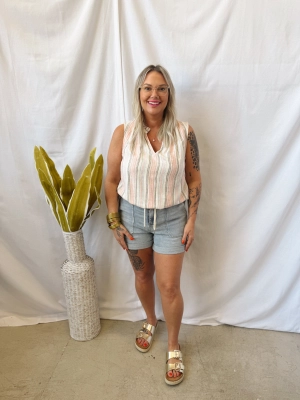 V Neck Striped Summer Tank Top