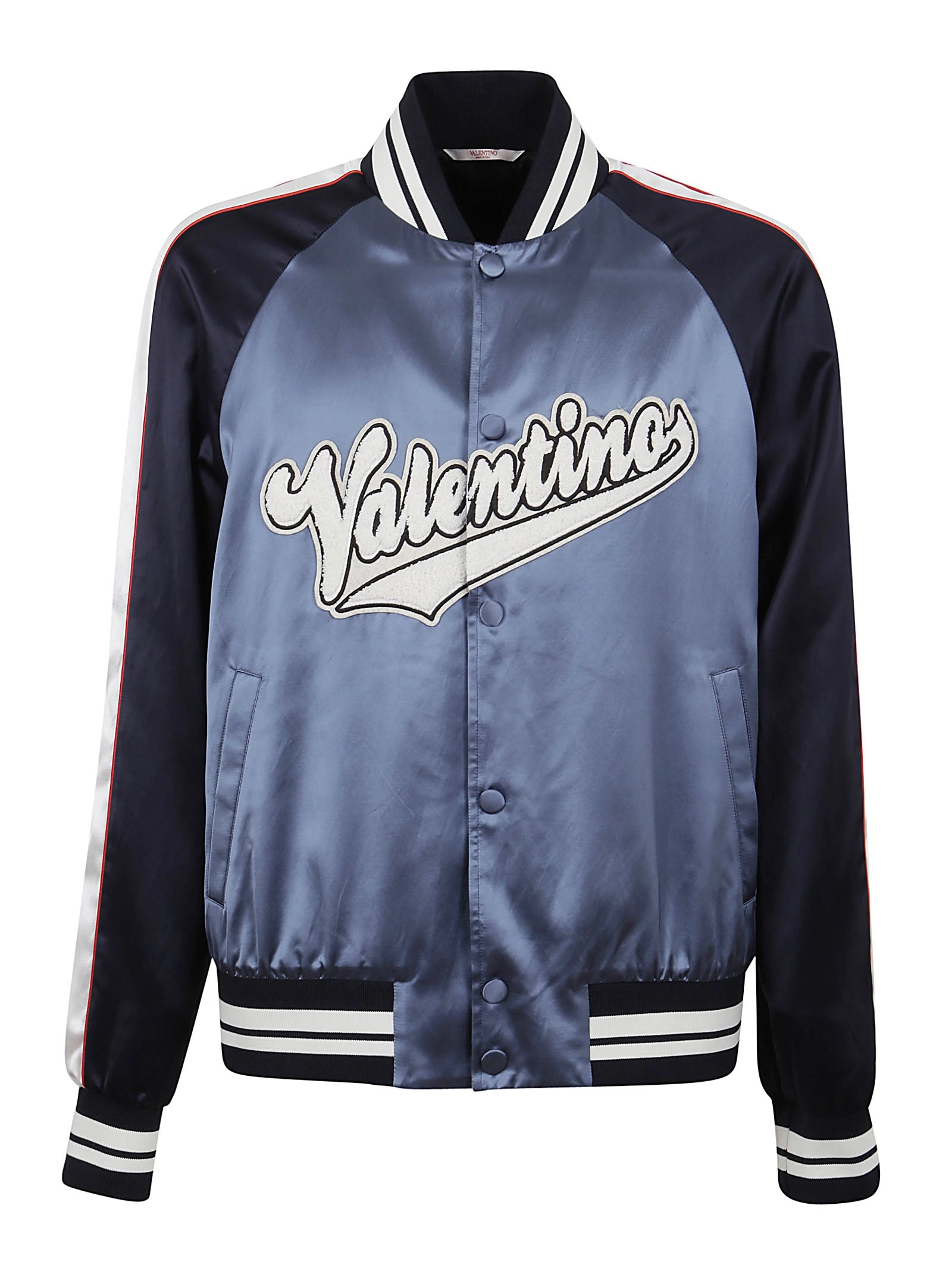 Valentino Logo Patch Button-Up Bomber Jacket