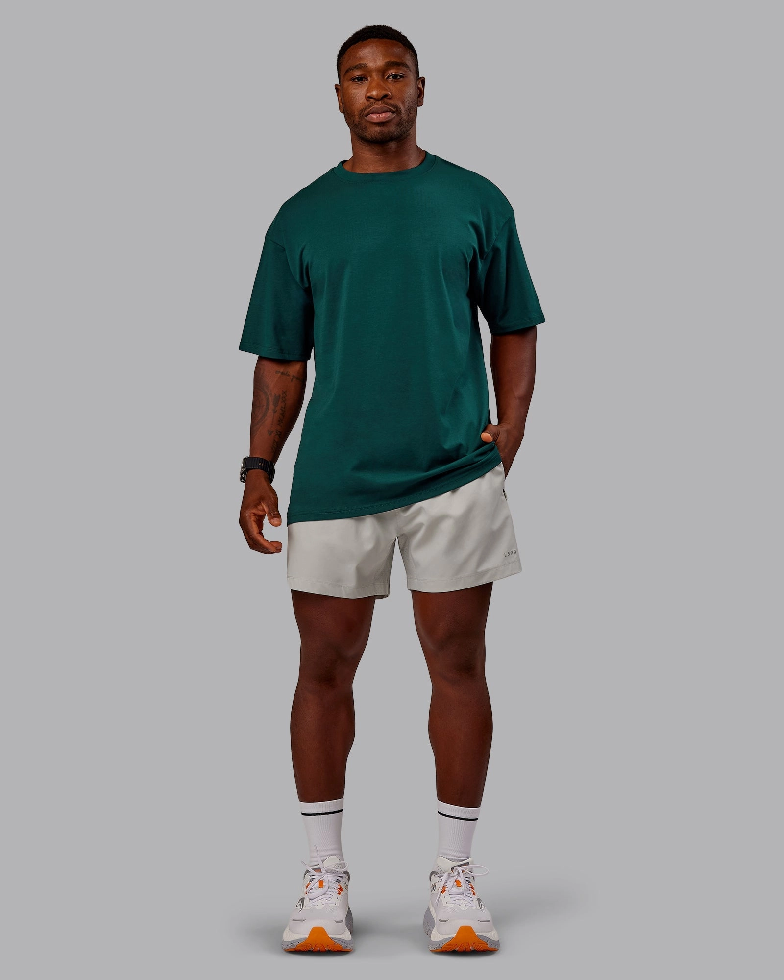 Variation FLXCotton Oversized Tee - Dark Moss-Digital Mist