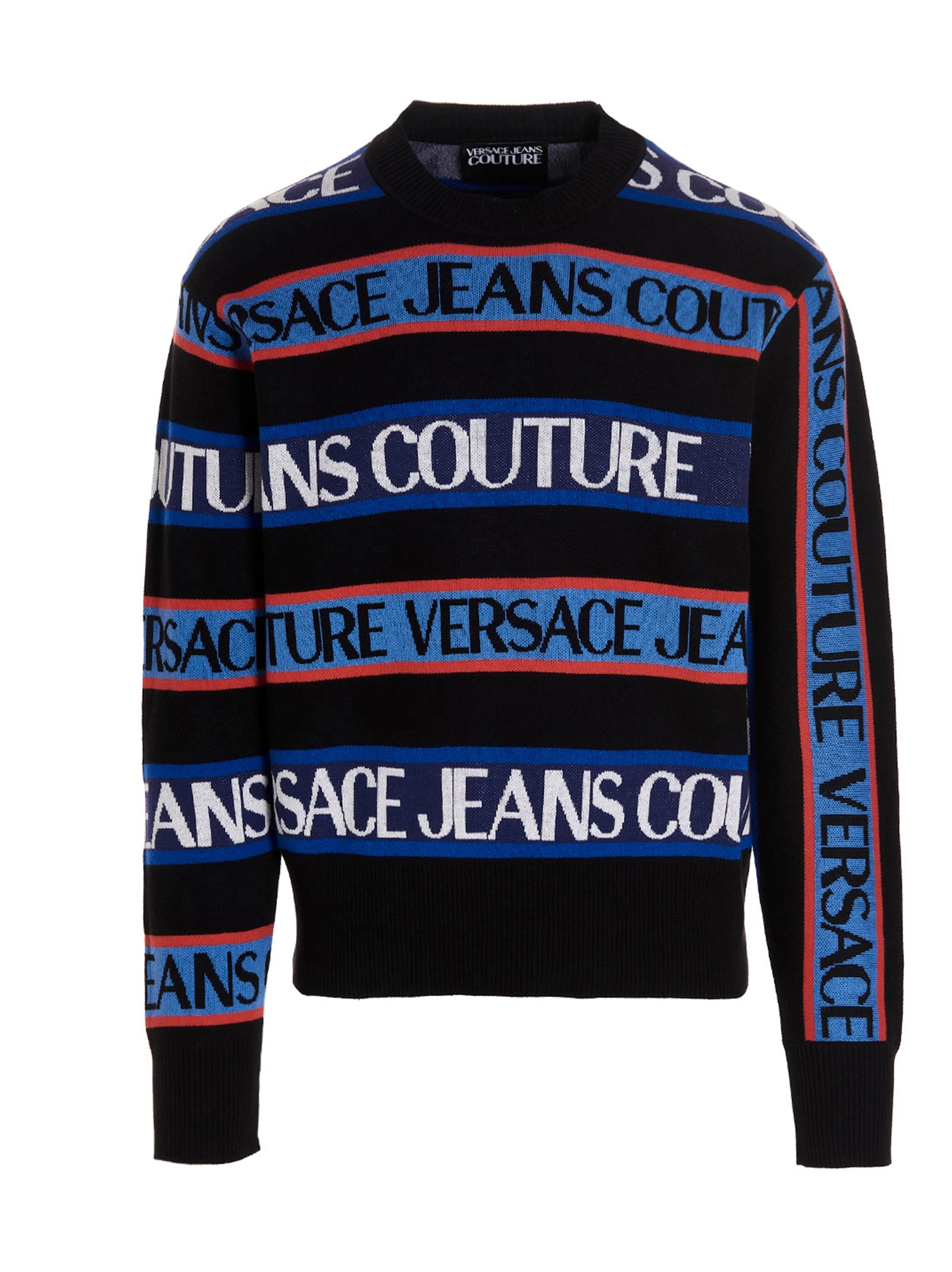 Versace Jeans Couture Logo Striped Crewneck Jumper