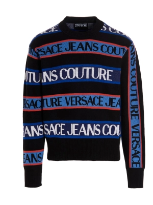 Versace Jeans Couture Logo Striped Crewneck Jumper