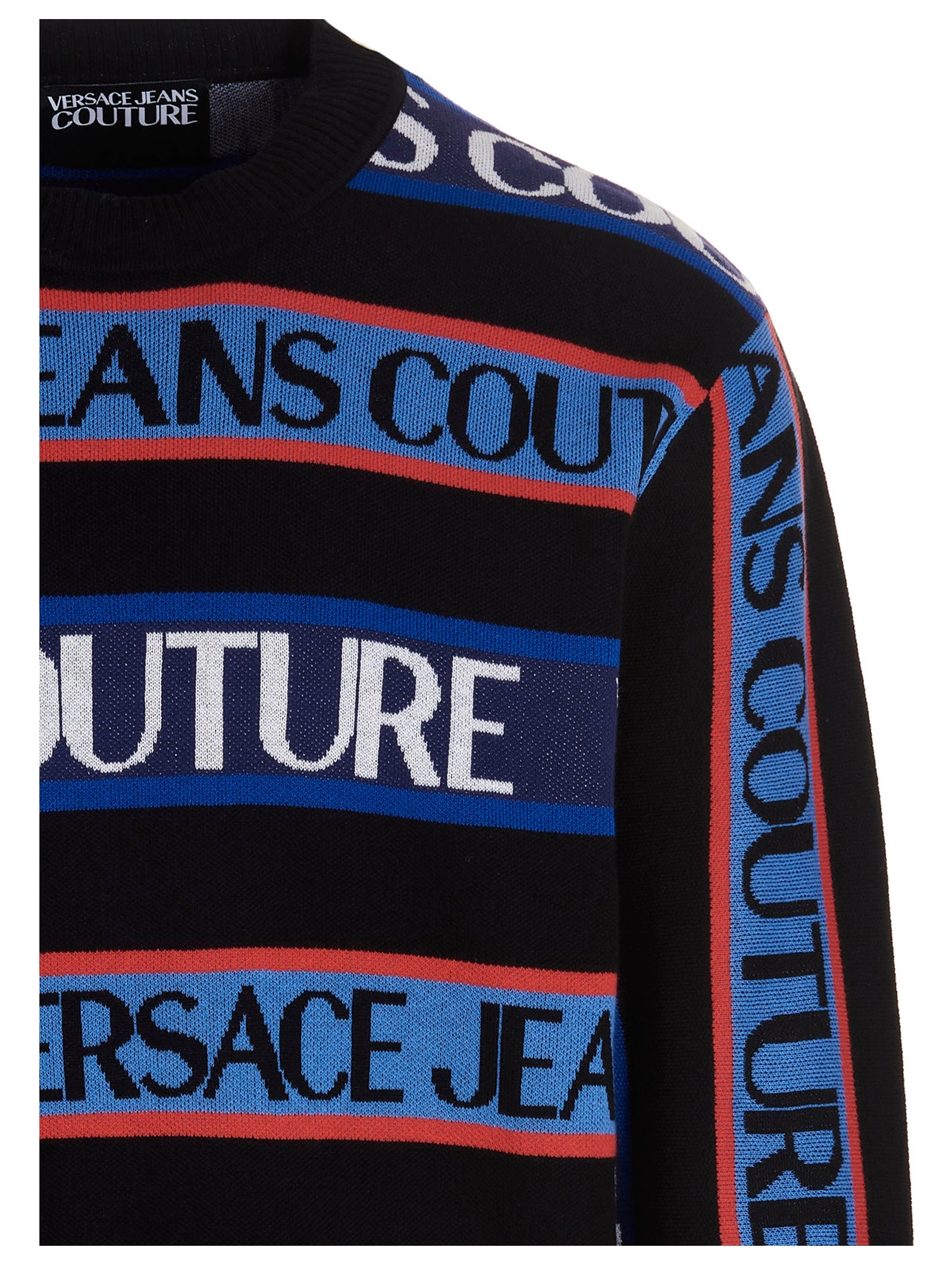 Versace Jeans Couture Logo Striped Crewneck Jumper