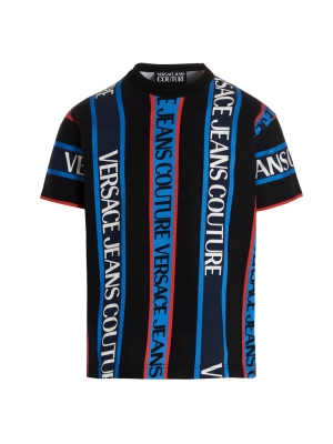 Versace Jeans Couture Logo Striped Crewneck T-Shirt