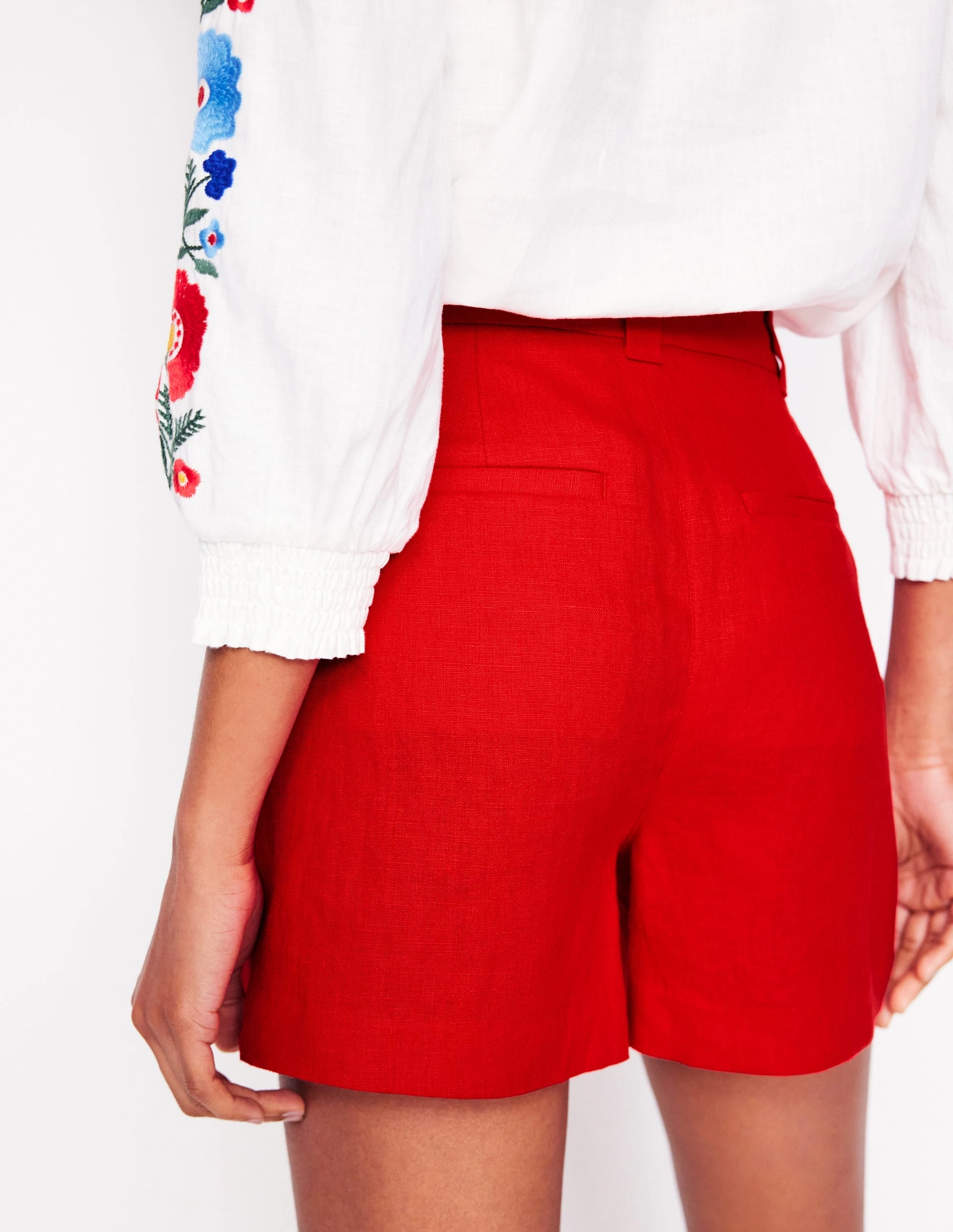 Westbourne Linen Shorts-Poppy Red