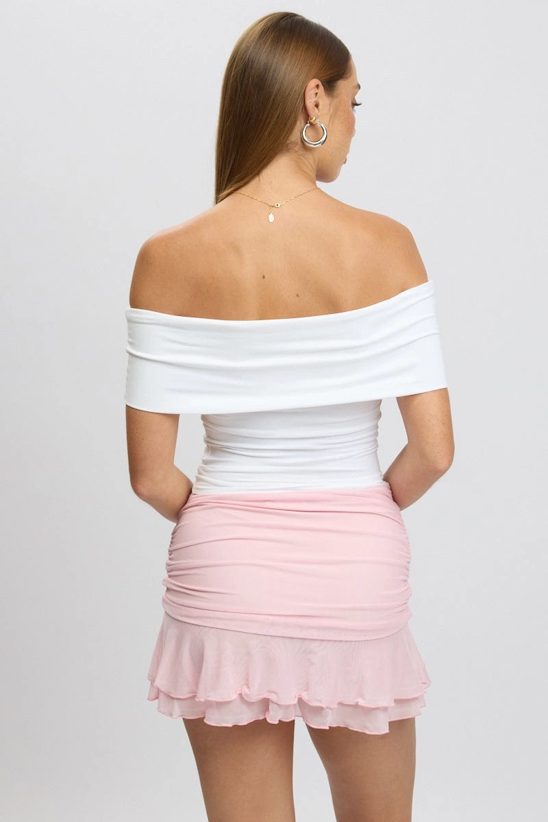 White Off Shoulder Top Jersey