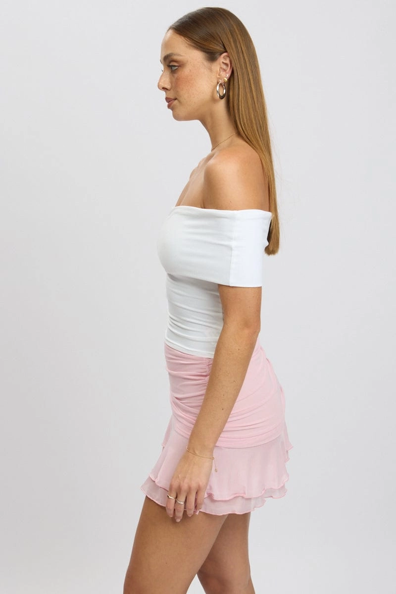 White Off Shoulder Top Jersey
