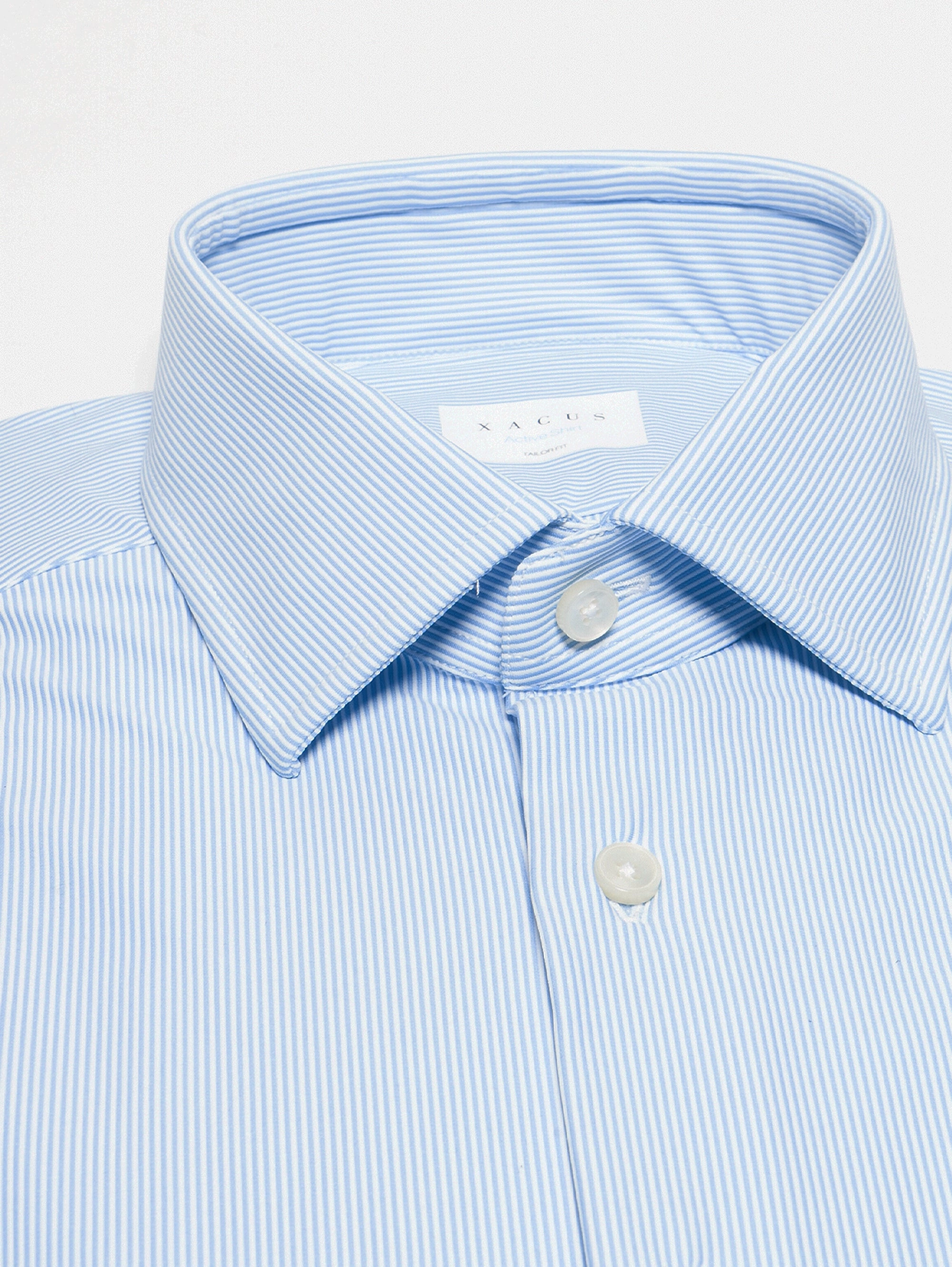 White/Light Blue Striped Active Shirt