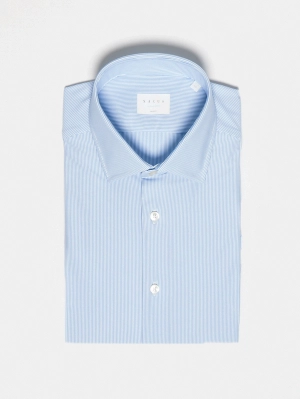 White/Light Blue Striped Active Shirt